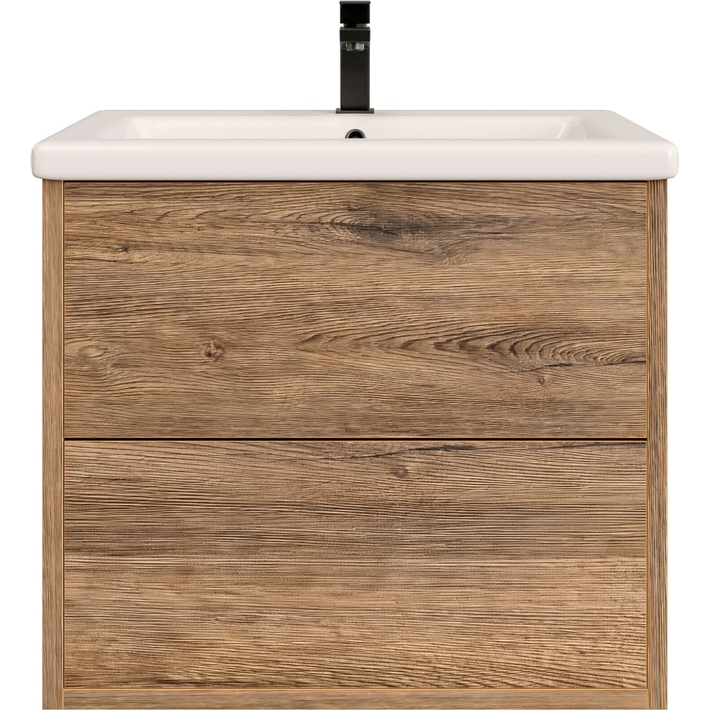 Изображение товара Подвесная тумба для ванной комнаты Sanstar Siva 50 с раковиной Como 50 дуб веллингтон табак