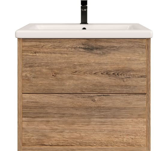 Изображение товара Подвесная тумба для ванной комнаты Sanstar Siva 50 с раковиной Como 50, дуб веллингтон табак 432.1-1.4.1.ККОМ