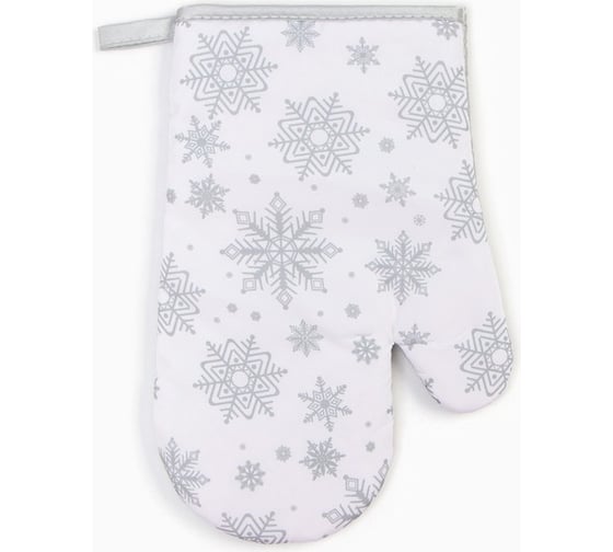 Изображение товара Варежка Доляна Снежинки серебро 26х16 см, 100% п/э 9446103