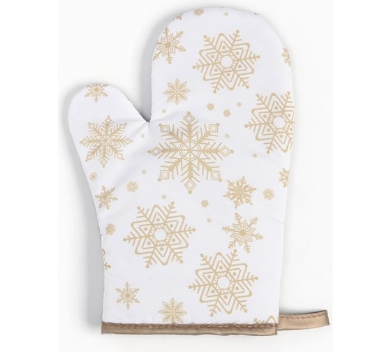 Изображение товара Варежка Доляна Снежинки золотые 26х16 см, 100% п/э 9446098