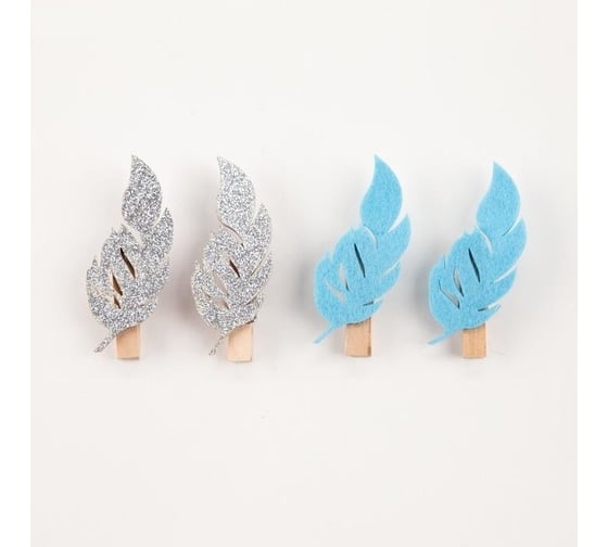 Изображение товара Набор декоративных прищепок Доляна Перышко 4 шт., фетр/дерево 5065922