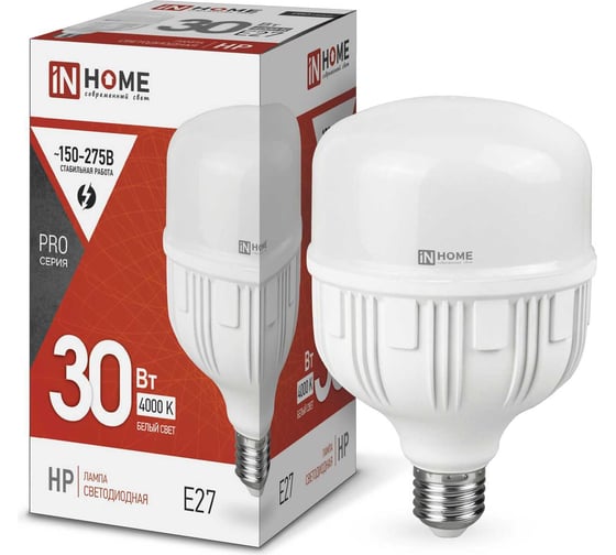 Изображение товара Светодиодная лампа IN HOME LED-HP-PRO 30Вт 230В Е27 4000К 2850Лм 4690612031071