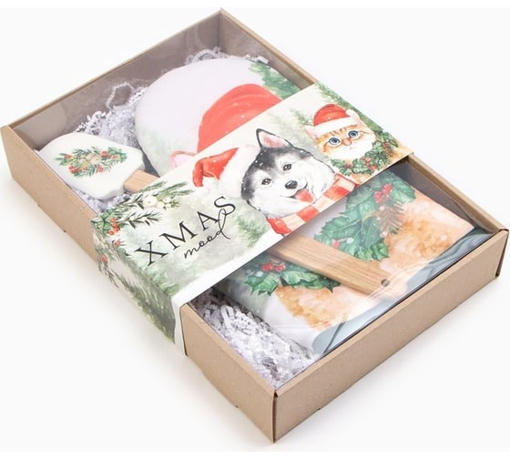 Изображение товара Подарочный набор Доляна Кошечка : варежка-прихватка, лопатка силикон 9905520