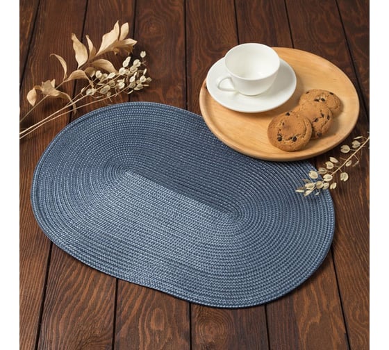 Изображение товара Сервировочная салфетка Доляна Овал синий, 45х30 см 4360983