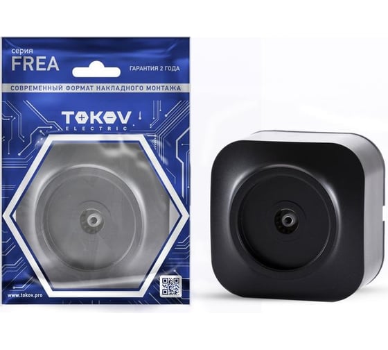 Изображение товара Розетка телевизионная TOKOV ELECTRIC TV 1-м ОП Frea IP20 АБС-пластик карбон TKE-FR-A1C-C14