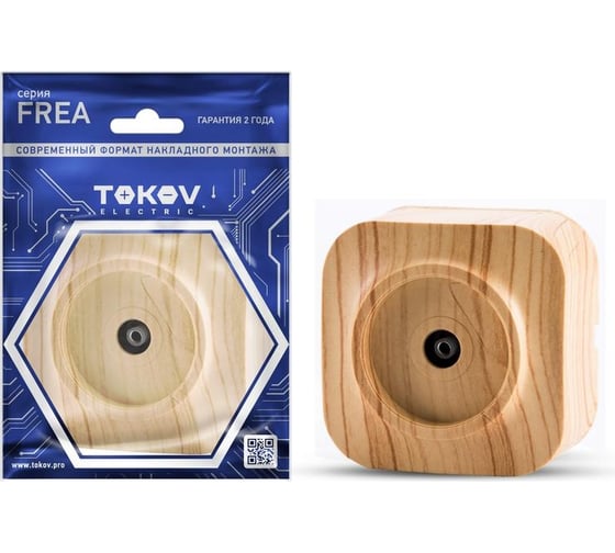 Изображение товара Розетка телевизионная TOKOV ELECTRIC TV 1-м ОП Frea IP20 АБС-пластик сосна TKE-FR-A1C-C25