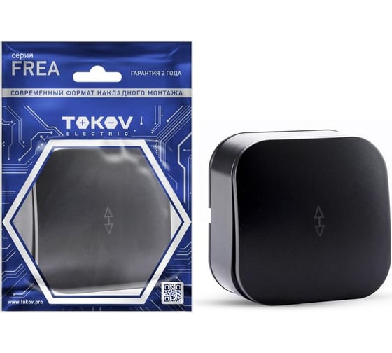 Изображение товара Переключатель 1-клавишный TOKOV ELECTRIC ОП Frea 10А IP20 250В АБС-пластик карбон TKE-FR-P1-C14