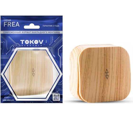 Изображение товара Переключатель 1-клавишный TOKOV ELECTRIC ОП Frea 10А IP20 250В АБС-пластик сосна TKE-FR-P1-C25