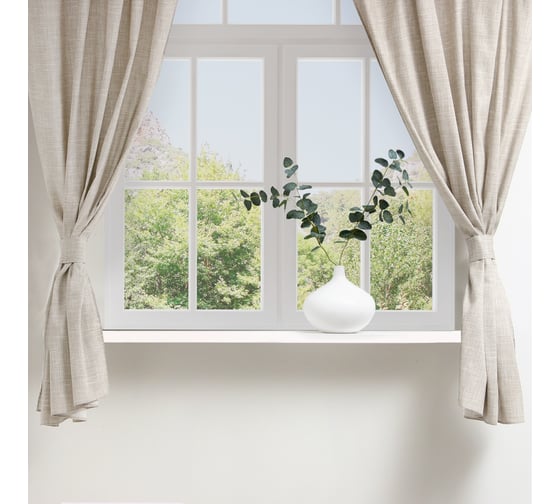 Изображение товара Шторы для кухни Доляна Душевная кухня 146x180 см - 2 шт, подхваты - 2 шт, 50% хлопок, 50% полиэстер 9462716