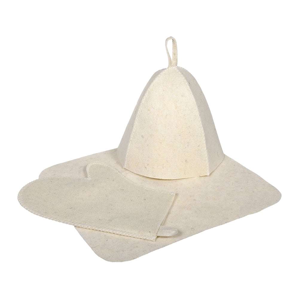 Набор Hot Pot шапка банная войлок белый