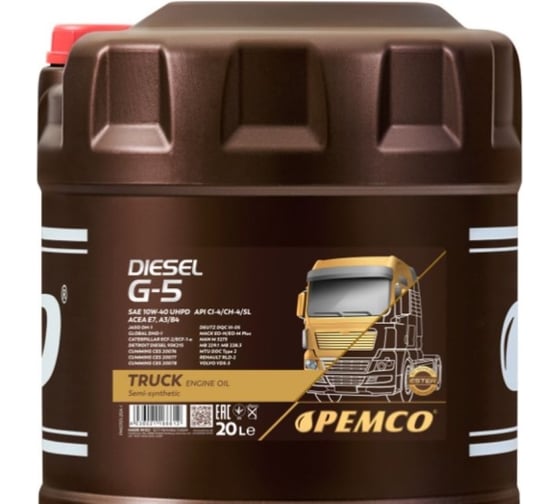 Изображение товара Масло моторное PEMCO DIESEL G-5 10W-40 UHPD 20 литров G-5 10W40 PM0705-20-E