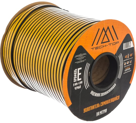Изображение товара Уплотнитель TECH-TOP E, 9х4 мм, черный, бухта 150 м 205990