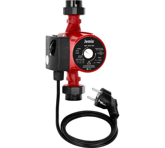 Изображение товара Циркуляционный насос JEMIX ЦН-25/6-180 (3 скорости,100/70/44 Вт., производ. 60/45/26 л/мин.)