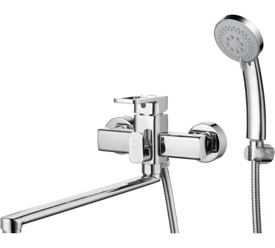 Изображение товара Смеситель для ванны и душа G-lauf с поворотныи изливом 35 см и душевой лейкой, сатин GOR7-A058