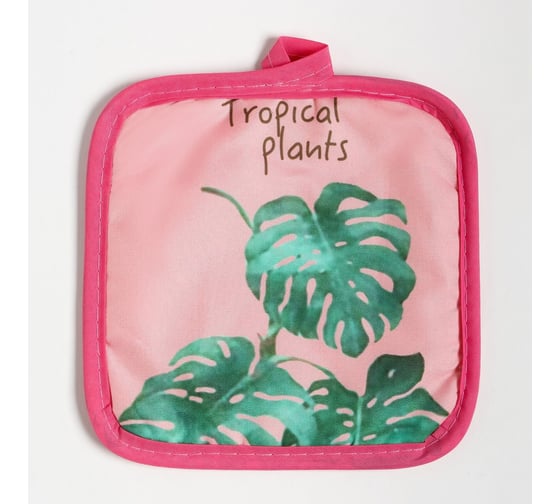 Изображение товара Прихватка Доляна "Tropical", цвет розовый 17х17 см, 100% п/э 9241960