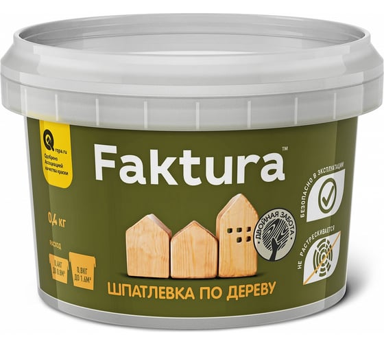 Изображение товара Шпаклевка по дереву FAKTURA для наружных и внутренних работ, цвет белый 0,4 кг О02556