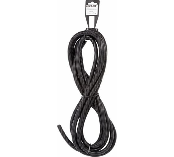 Изображение товара Автомобильная гофрированная труба REXANT ПП, d9,8 мм, разрезная, бухта 5 м/уп. 15-1005