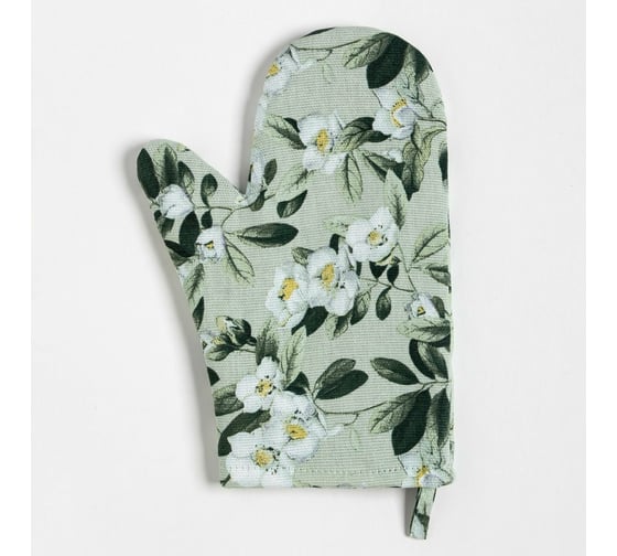 Изображение товара Варежка-прихватка Доляна Apple flowers, 20x28 см, 100% хлопок, рогожка 164 г/м2 9322513