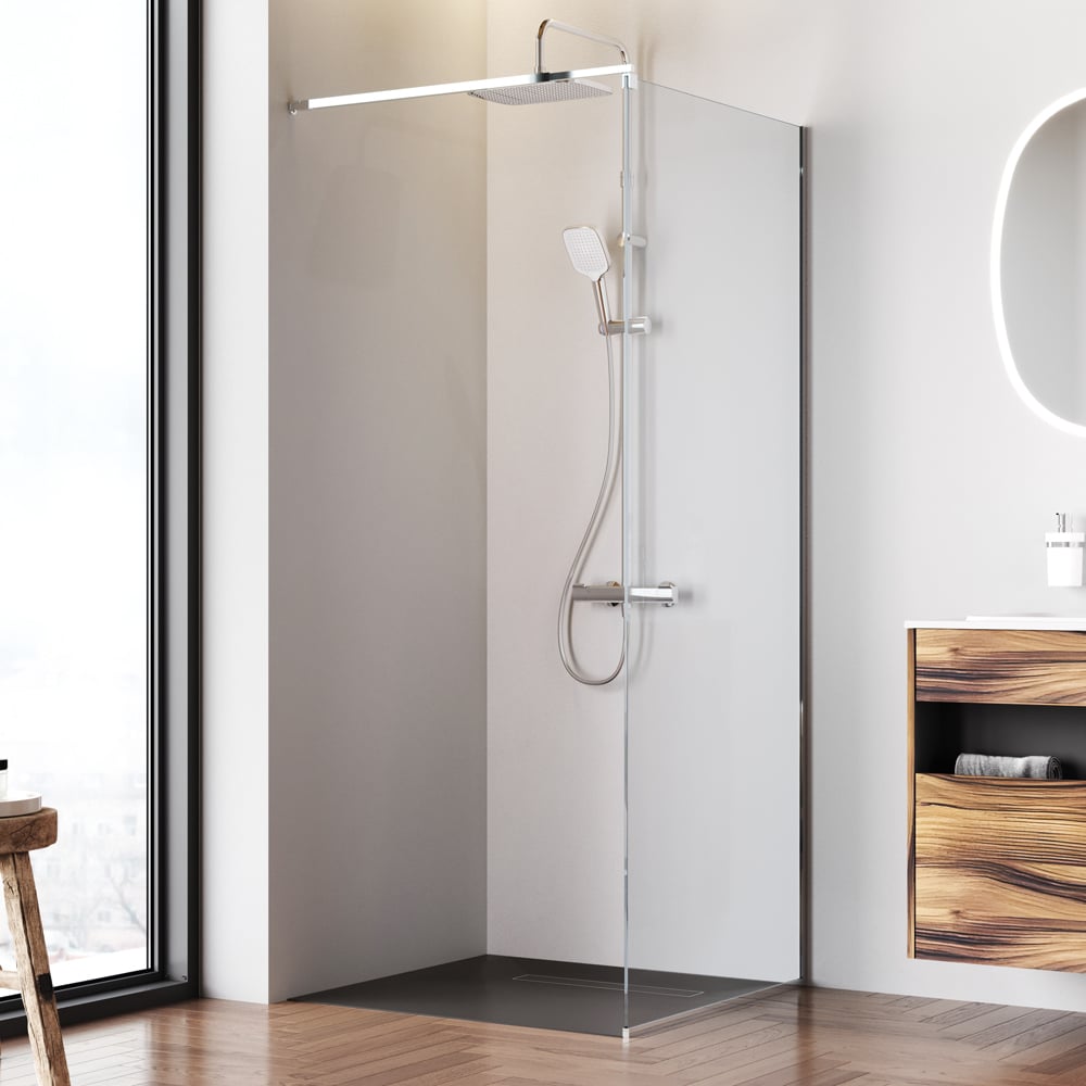 Изображение товара Душевая перегородка AM.PM Func 80x200 стекло прозрачное с покрытием, хром профиль