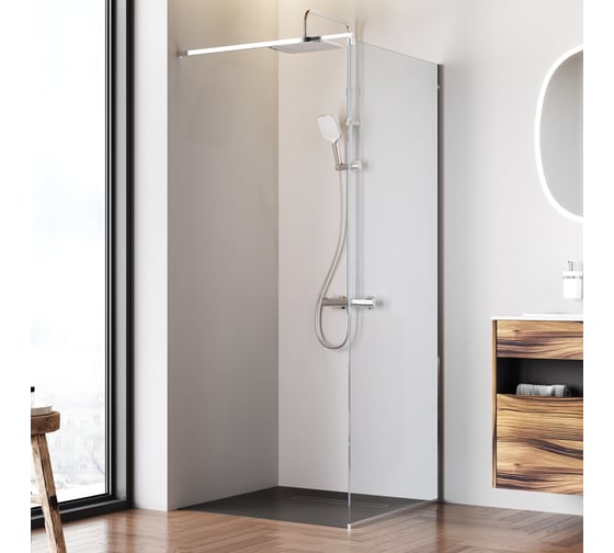 Изображение товара Душевая перегородка AM.PM Func 80x200, стекло прозр. 8 мм + покрытие, профиль мат хром W84WI-80-F1-MTE
