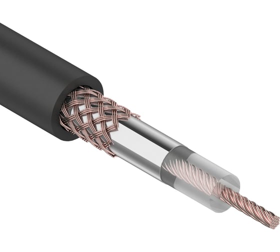 Изображение товара Коаксиальный кабель REXANT RG-58 A/U, 50 Ом, Cu/Al/Cu, 64%, бухта 100 м, черный 01-2003