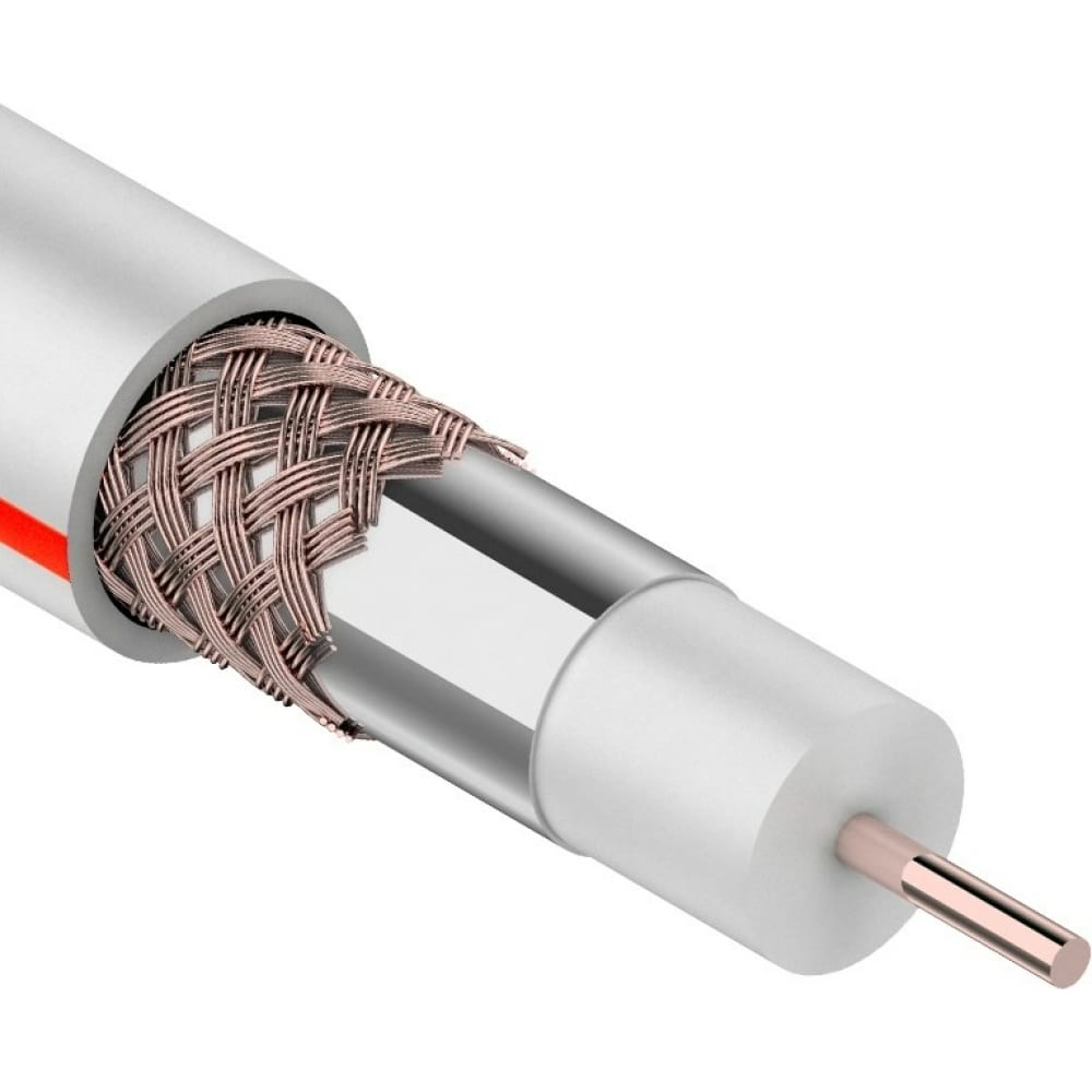 Коаксиальный кабель proconnect sat 50 m, cu/al/cu, 64%, 75 ом, бухта 100 м, белый 01-2401-6