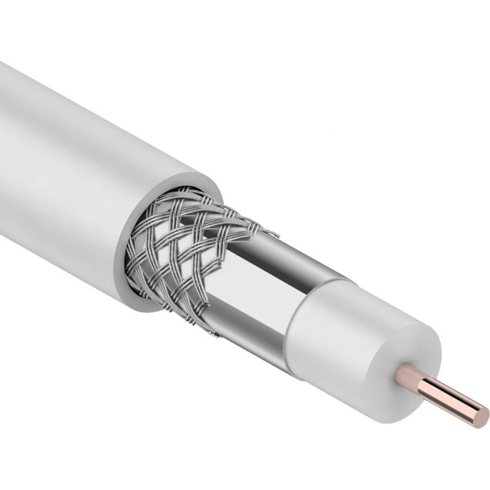 Коаксиальный кабель rexant rg-6u, 75 ом, ccs/al/al, 64%, бухта 305 м, белый 01-2203