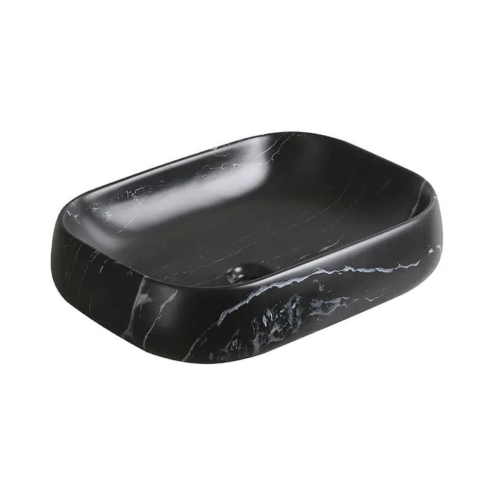 Изображение товара Накладная керамическая раковина Cerutti SPA 56 см черный мрамор матовая современная