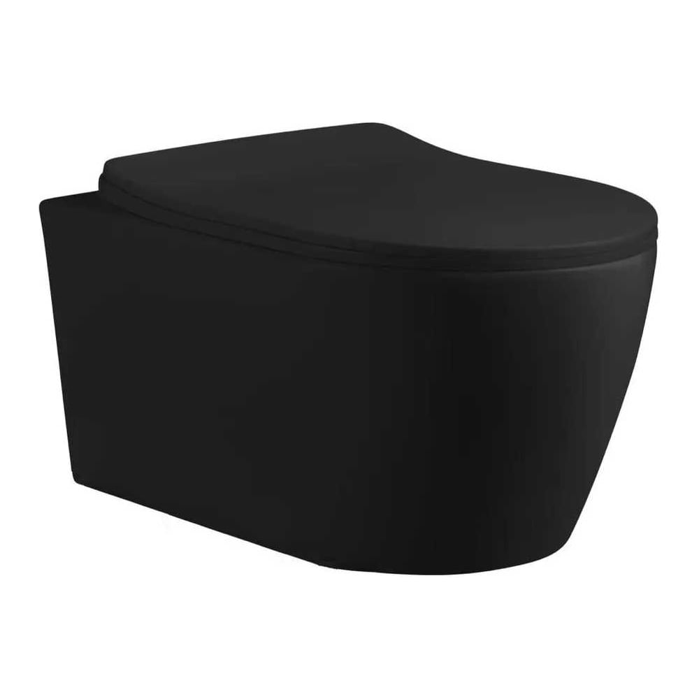 Изображение товара Унитаз подвесной Cerutti SPA SELLA Aria MBF черный матовый, безободковый, с сиденьем микролифт 10016