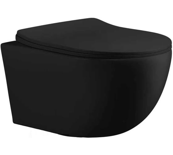 Изображение товара Унитаз подвесной Cerutti SPA ORLTER Aria MBF черный матовый, безободковый, с сиденьем микролифт 10017