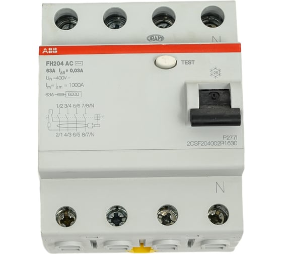 Изображение товара Выключатель дифференциального тока ABB 4 модуля FH204 AC-63/0,03 2CSF204002R1630