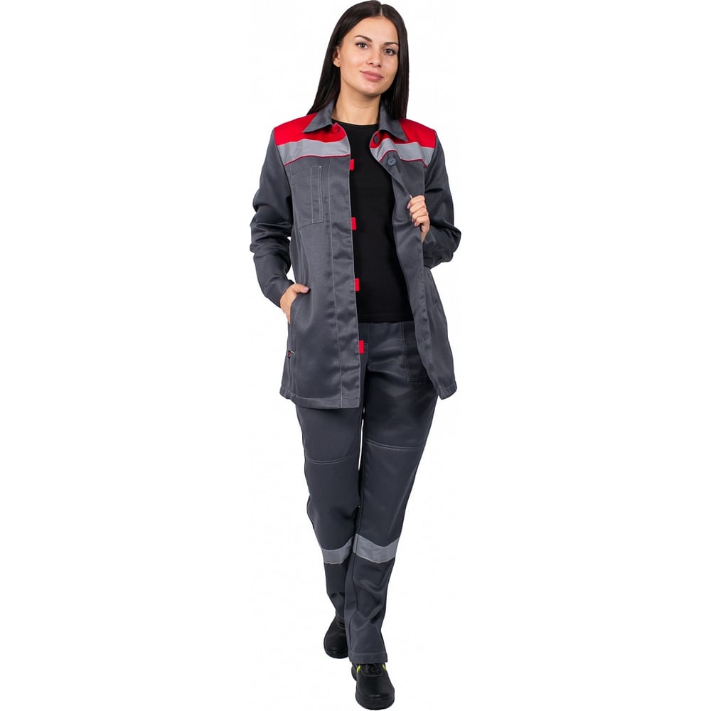 Изображение товара Женский костюм Весна-1 СОП NEW темно-серый красный 56-58 повседневный водоотталкивающий