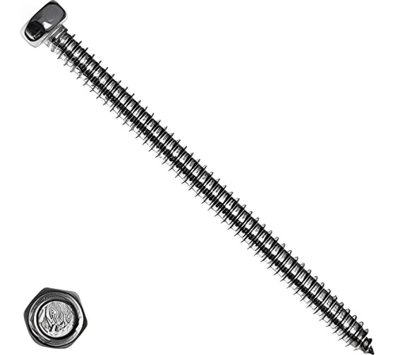 Изображение товара Саморез КРЕП-КОМП с шестигранной головой, нержавейка, DIN7976 А2, 4.8x19, 500 шт. шшн4819