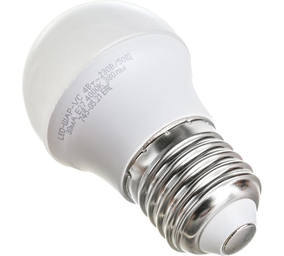 Изображение товара Светодиодная лампа IN HOME LED-ШАР-VC 4Вт 230В Е27 4000К 360Лм 4690612030593