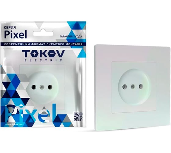 Изображение товара 1-местная розетка TOKOV ELECTRIC СП Pixel 16А, IP20, без заземления, в сборе, перламутровый TKE-PX-R1F-C04