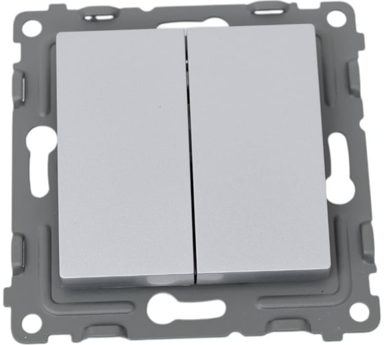 Изображение товара Механизм 2-клавишного выключателя TOKOV ELECTRIC СП Pixel 10А, IP20, алюминий TKE-PX-V2-C03