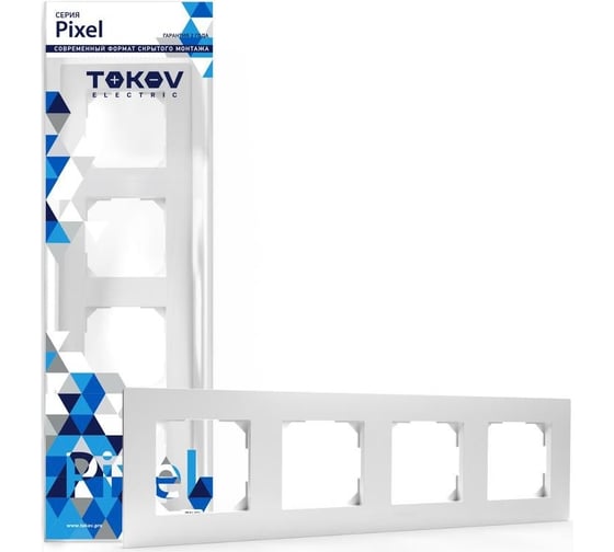 Изображение товара Рамка TOKOV ELECTRIC 4-местная Pixel универсальная, белый TKE-PX-RM4-C01