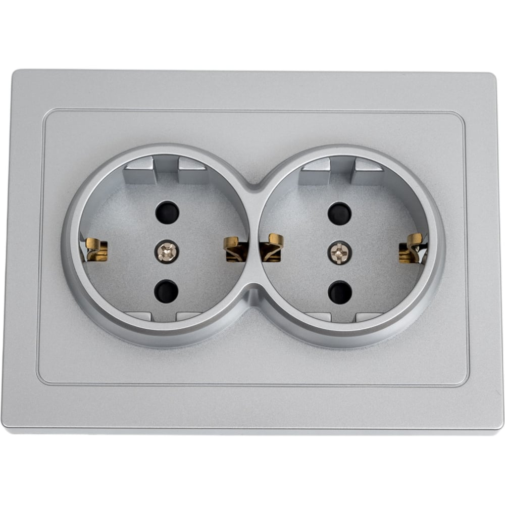 Изображение товара Розетка TOKOV ELECTRIC 2-местная СП Pixel 16А IP20 с заземлением, защитные шторки, в сборе алюминий