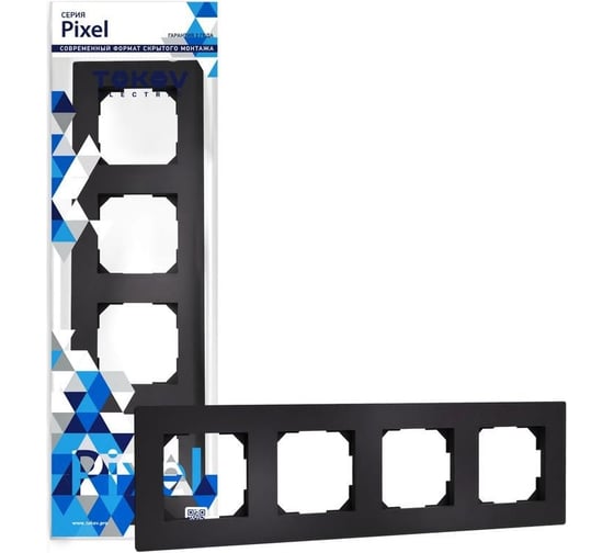 Изображение товара Рамка TOKOV ELECTRIC 4-местная Pixel универсальная, карбон TKE-PX-RM4-C14