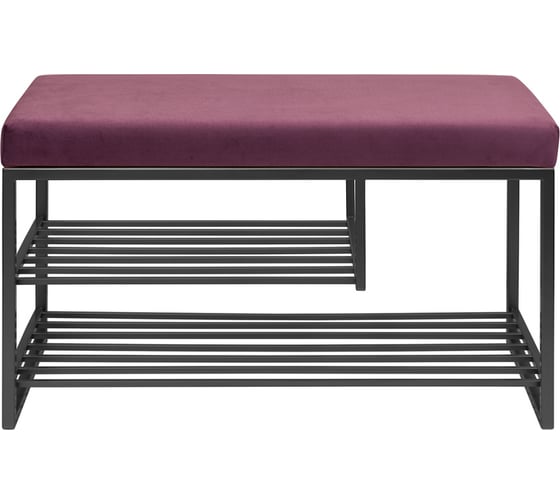 Изображение товара Обувница GreenWeen GARDA PLUS, черный каркас, сидение велюр цвет Marsala, 850x400x520 мм GW-GARDAPLUS-MARS-850B