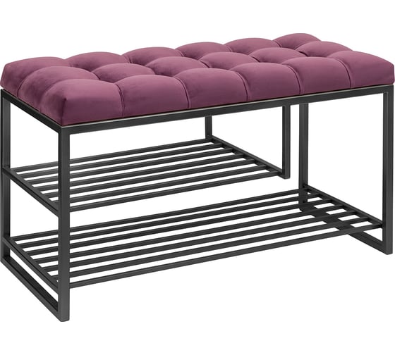 Изображение товара Обувница GreenWeen GARDA PLUS, черный каркас, сидение велюр цвет Marsala, каретная стяжка, 850x400x520 мм GW-GARDAPLUS-MARS-850B-K