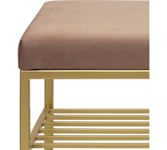 Изображение товара Обувница GreenWeen GARDA PLUS, золотой каркас, сидение велюр цвет Mocco, 850x400x520 мм GW-GARDAPLUS-M-850G