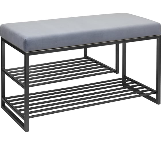 Изображение товара Обувница GreenWeen GARDA PLUS, черный каркас, сидение велюр цвет Light Blue, 850x400x520 мм GW-GARDAPLUS-LB-850B