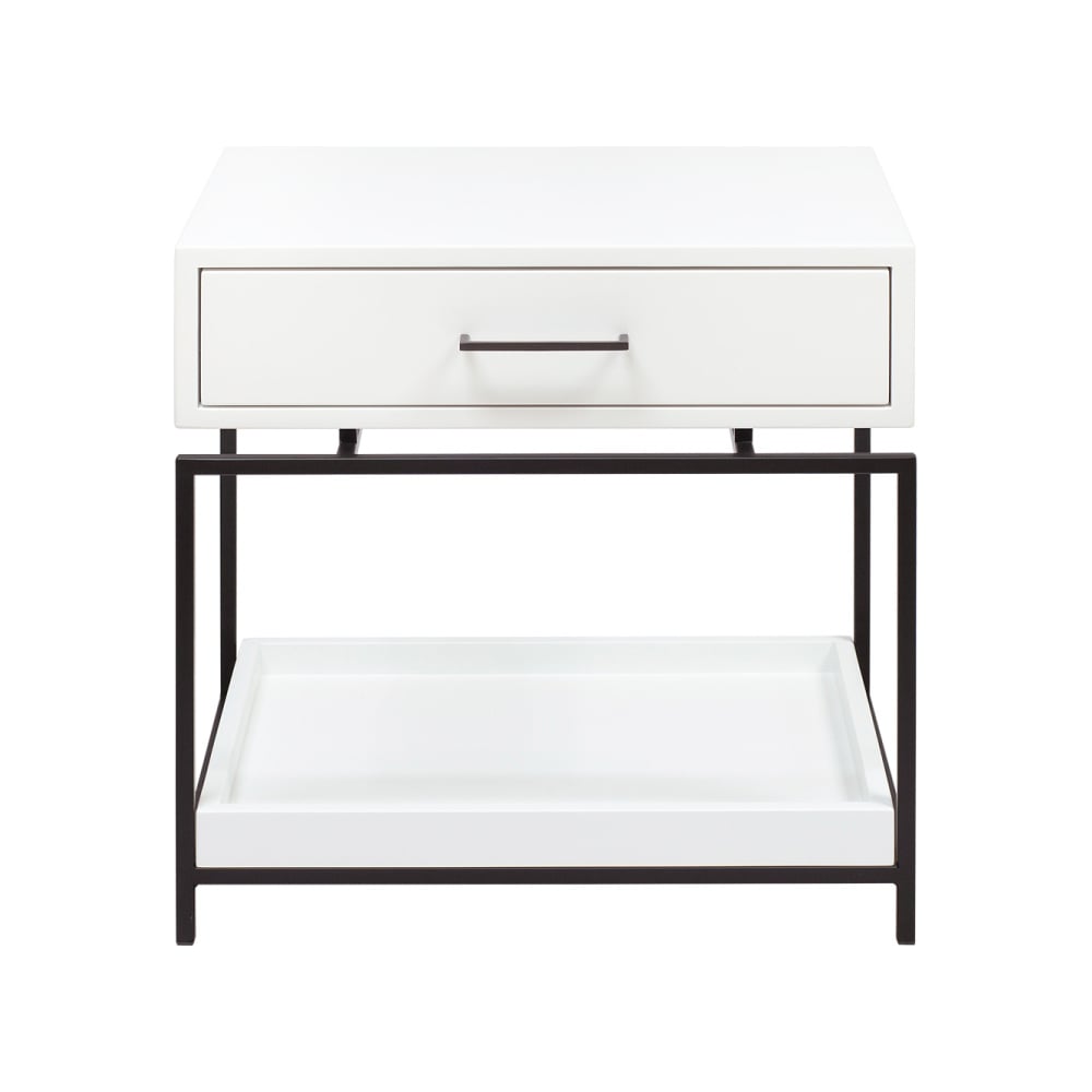 Изображение товара Тумба прикроватная GreenWeen KARIN черный каркас и МДФ Snow White 600x610x450 мм