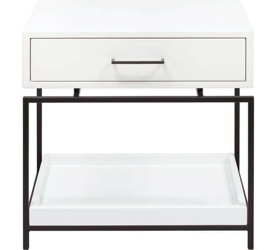 Изображение товара Тумба прикроватная GreenWeen KARIN, черный каркас, верх МДФ Snow White, 600x610x450 мм GW-NS-KARIN-B-MDF-SW