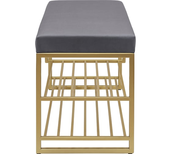 Изображение товара Обувница GreenWeen GARDA PLUS, золотой каркас, сидение велюр цвет Mouse Grey, 850x400x520 мм GW-GARDAPLUS-MG-850G