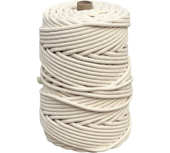 Изображение товара Шнур плетеный хлопковый truEnergy с сердечником диаметр 6 мм, 100 м 12667