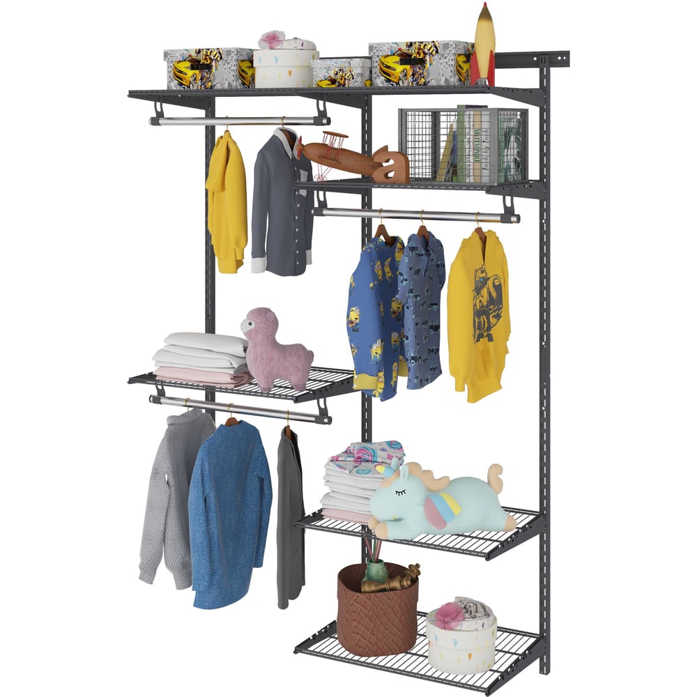 Изображение товара Гардеробная система ПРАКТИК Optima G120 графит металлическая для хранения одежды