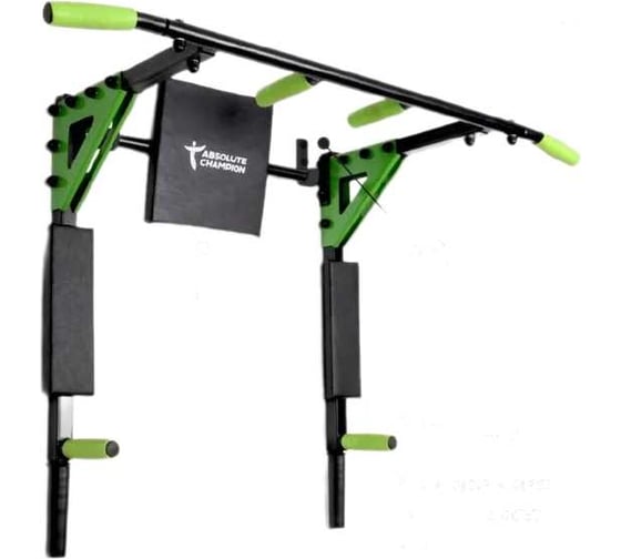 Изображение товара Разборный турник-брусья Absolute Champion Триумф PRO черный, салатовые ручки и пластина АЧ 11637