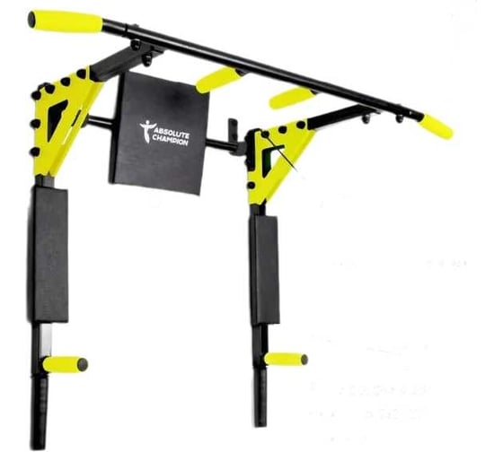 Изображение товара Разборный турник-брусья Absolute Champion Триумф PRO черный, желтые ручки и пластина АЧ 11636